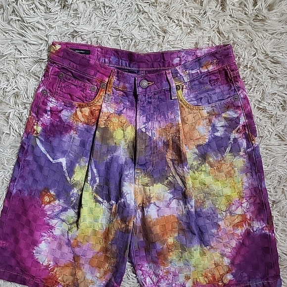 R13 Damon Pleated Relaxed Short Tie Dye Bermuda Shorts Baggy - Picture 3 of 14